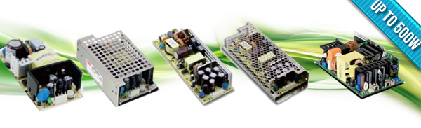 Mean Well Open Frame Industrial - Green PCB Type AC/DC Power Supplies Available at CDI